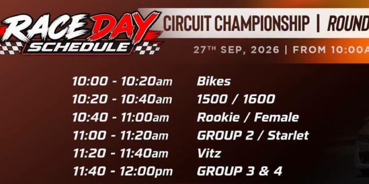 Weekend Schedule for Round 1 of the 2026 Circuit Racing Series